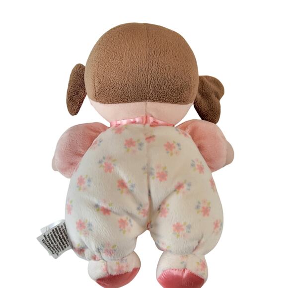 Baby Starters Brunette Plush Doll 10" Floral Pajamas Soft Baby Girl Stuffed Toy - Picture 2 of 8